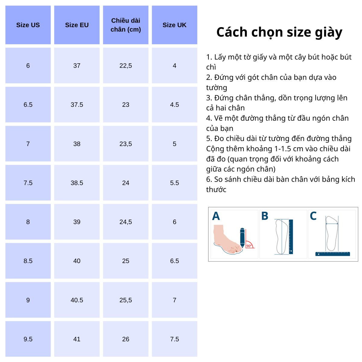 Size giày Saucony nữ