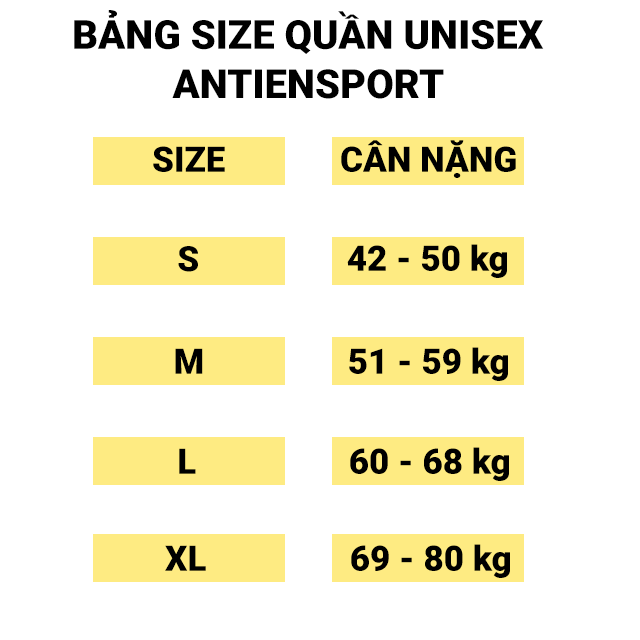 size quần antien sport