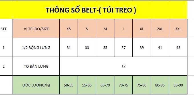 Size belt chạy bộ