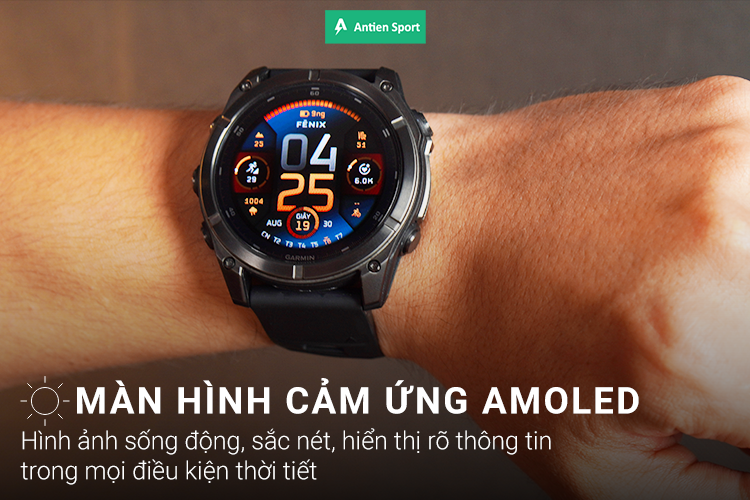Fenix 8 nổi bật với màn hình AMOLED rực rỡ, sắc nét