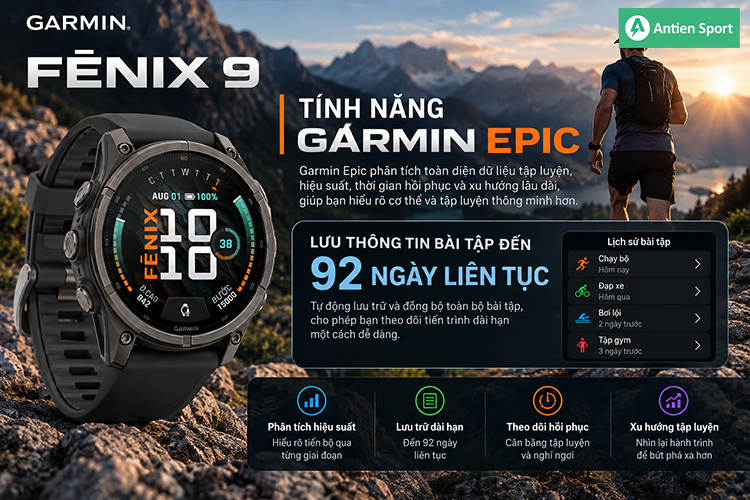 Lưu giữ thông tin tập luyện đến 92 ngày cùng Garmin Epic
