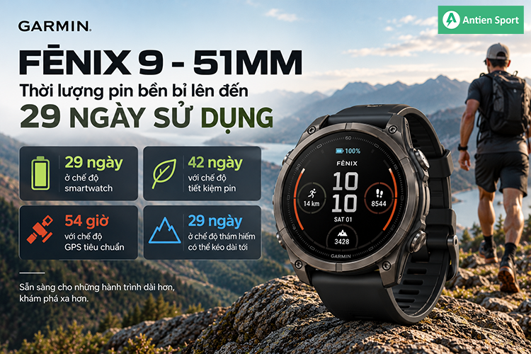Thời lượng pin bền bỉ, thoải mái sử dụng trong mọi hoạt động ngoài trời