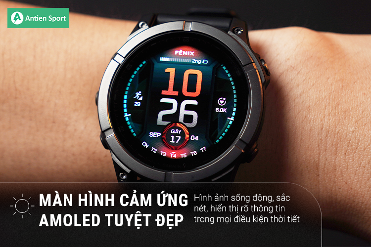 Fenix E nổi bật với màn hình AMOLED rực rỡ, viền bằng thép không gỉ và vỏ polymer sợi gia cố