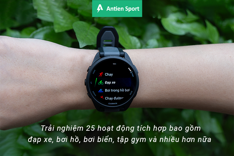 FR165 tích hợp 25+ bộ môn thể thao GPS trong nhà và ngoài trời