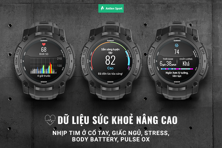 Garmin Instinct 3 Tactical theo dõi sức khỏe chuyển sâu