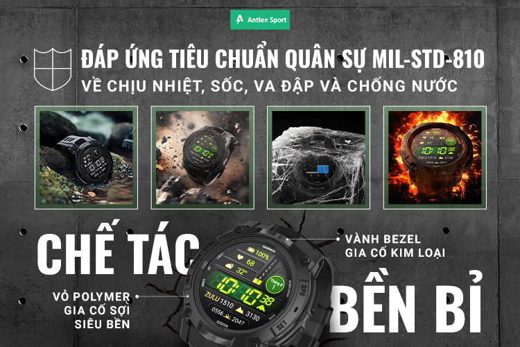 Garmin Instinct 3 Tactical chế tác bền bỉ