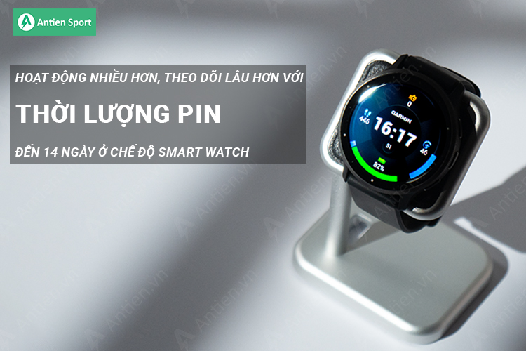 Theo dõi nhiều hơn, ít phải sạc lại qua đêm với thời lượng pin tới 14 ngày ở chế độ smart watch