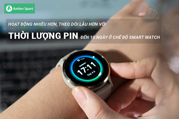 Theo dõi nhiều hơn, ít phải sạc lại qua đêm với thời lượng pin tới 10 ngày ở chế độ smart watch