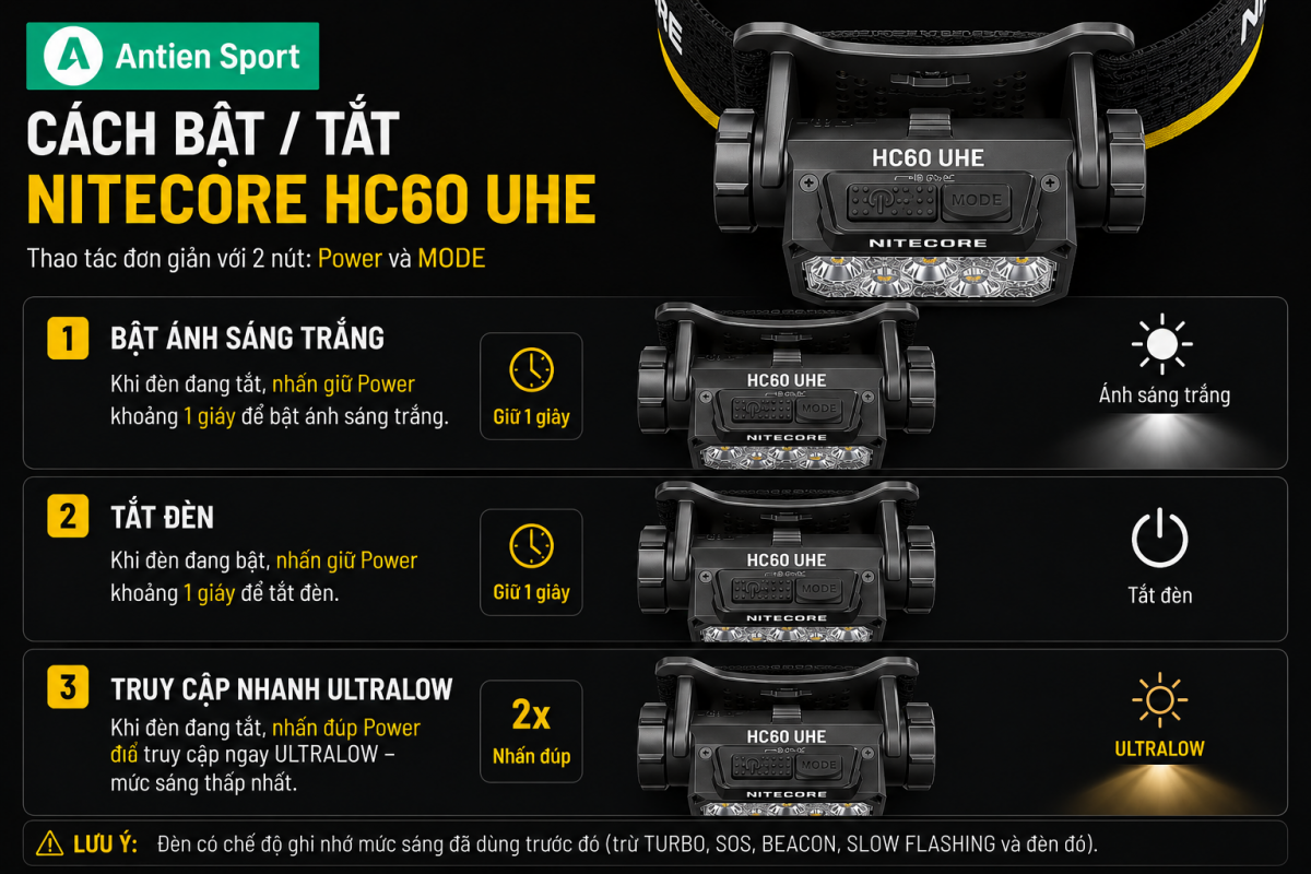 Hướng dẫn sử dụng đèn Nitecore HC60 UHE