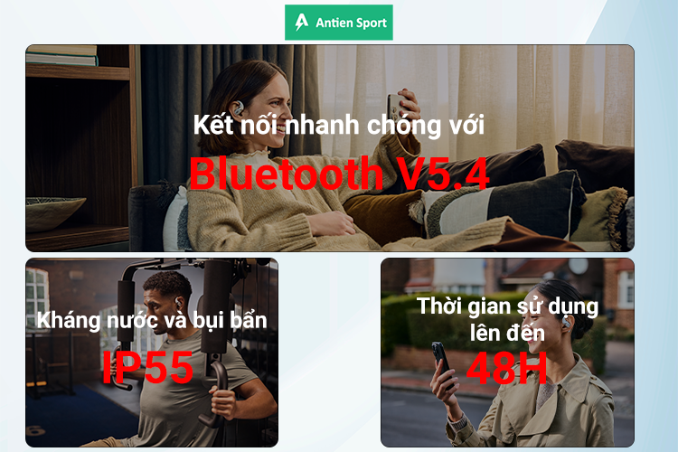 Khả năng kết nối, thời lượng pin, và khả năng chống nước trên OpenFit 2+