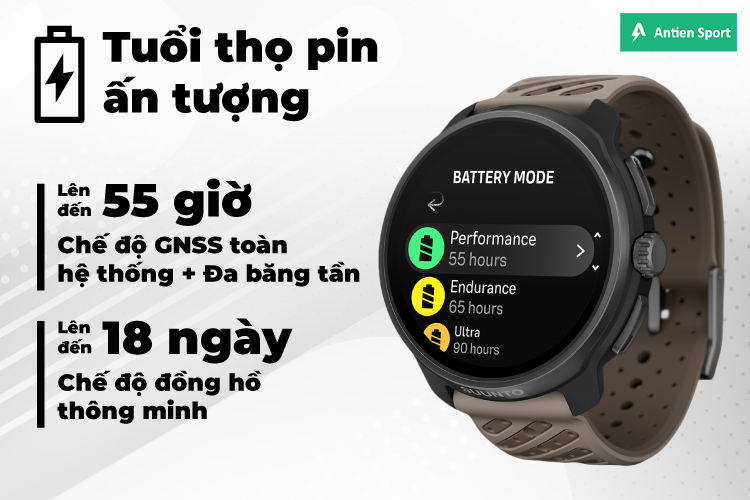 Suunto Race 2 thời lượng pin bền bỉ